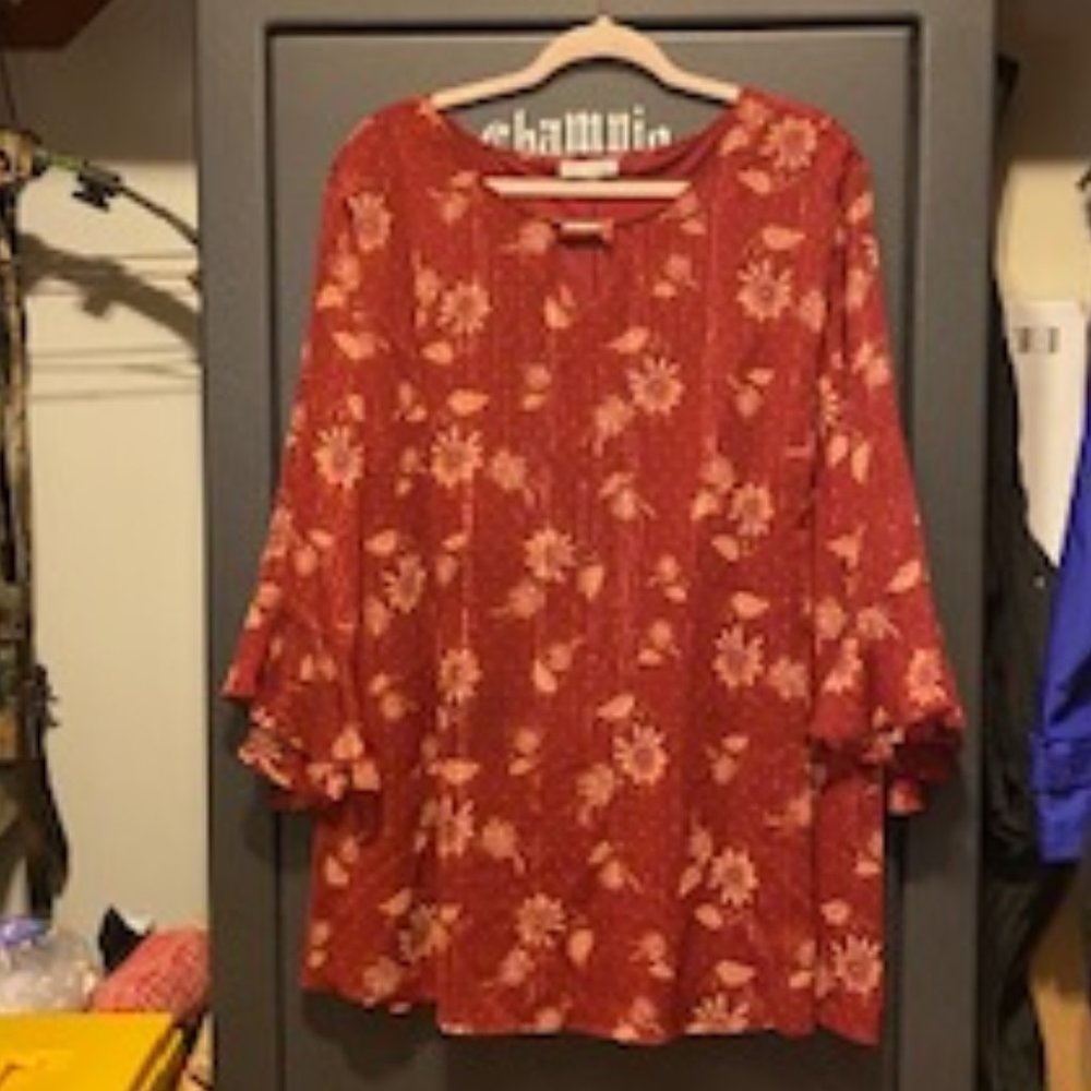 Tunic (lined)  with sheer overlay